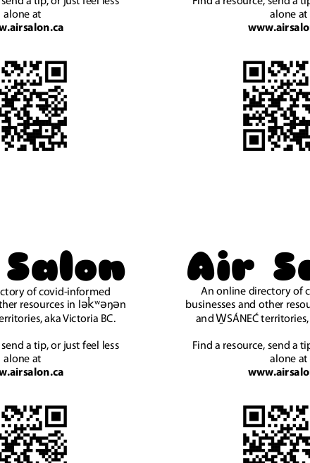 Multiple, repeating flyers for Air Salon. All are cropped and only partly visible, but you can make out the Air Salon logo and a QR code.